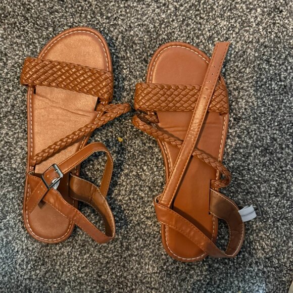 Women's faux leather tan strappy sandals - EU size 39 - Picture 1 of 3